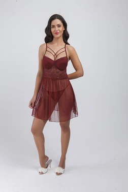 Büşra Destekli Balensiz Puantiyeli Kadın Fantazi Gecelik Büşra 782 - Alternatif Görünüm