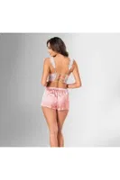 Büstiyer+Sabahlık+Şort Takım Desenli Ahu Loriva 1852 Pembe farklı açı