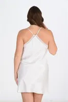 Büyük Beden 2li Beyaz-pembe Sabahlıklı Geceli Takımı Bigsize Ahu Lingerie 6210 Beyaz farklı açı