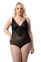 Büyük Beden Dantelli Çıtçıtlı Transparan Bodysuit Donex 8020