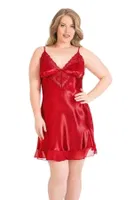 Büyük Beden Kırmızı Kısa Saten Gecelik Primoda Ahu Lingerie 2067 Kırmızı
