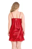 Büyük Beden Kırmızı Kısa Saten Gecelik Primoda Ahu Lingerie 2067 Kırmızı detay görünüm