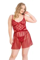 Büyük Beden Kırmızı Kısa Tül Gecelik Primoda Ahu Lingerie 3033 Kırmızı