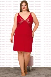 Lady Büyük Beden Kırmızı Tunik Gecelik Lady 8900