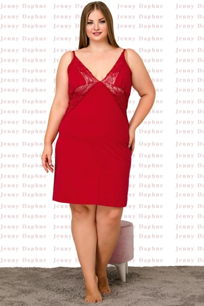 Büyük Beden Kırmızı Tunik Gecelik Lady 8900