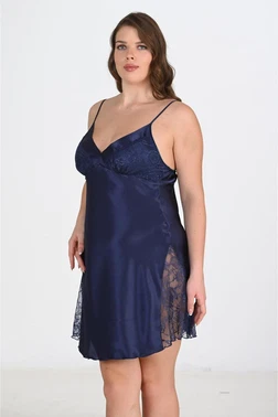 Ahu Lingerie Büyük Beden Lacivert Gecelik Ahu Primoda 2111 - Alternatif Görünüm