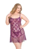 Büyük Beden Mor Kısa Tül Gecelik Ahu Lingerie Primoda 3031 Mor