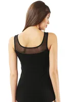 Büyük Beden Pamuklu Likralı Tül Detaylı Kalın Askılı Kadın Atlet Özkan 20575  Siyah görsel 7