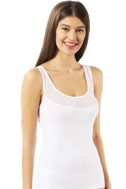 Özkan Büyük Beden Pamuklu Likralı Tül Detaylı Kalın Askılı Kadın Atlet Özkan 20575 