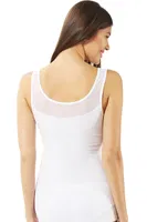 Büyük Beden Pamuklu Likralı Tül Detaylı Kalın Askılı Kadın Atlet Özkan 20575  Beyaz detay görünüm