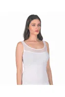 Büyük Beden Pamuklu Likralı Tül Detaylı Kalın Askılı Kadın Atlet Özkan 20575  Beyaz görsel 4