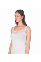 Büyük Beden Pamuklu Likralı Tül Detaylı Kalın Askılı Kadın Atlet Özkan 20575  Beyaz görsel 5