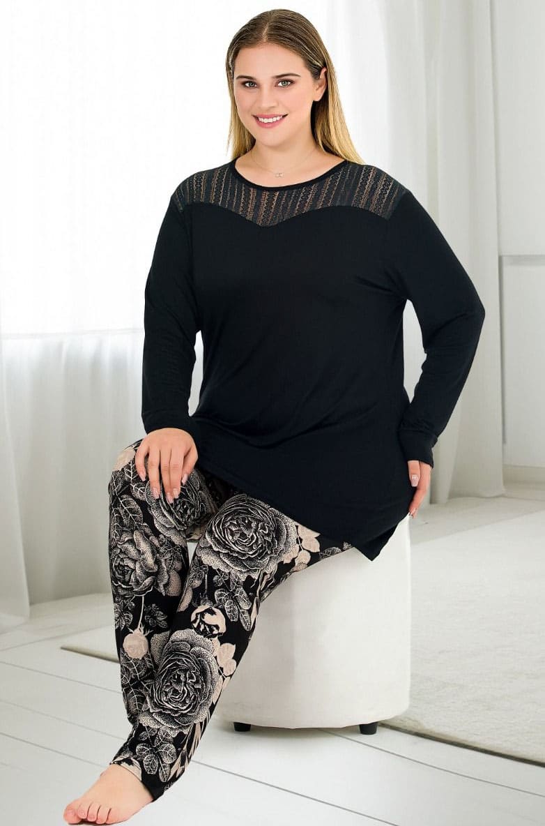 Büyük Beden Pijama Takımı Viskon Lady 11390