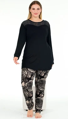 Lady Büyük Beden Pijama Takımı Viskon Lady 11390 - Alternatif Görünüm