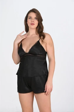 Ahu Lingerie Büyük Beden Siyah Şort Takımı Ahu Primoda 1070 - Alternatif Görünüm