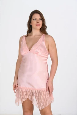 Ahu Lingerie Büyük Beden Somon Saten Gecelik Ahu Primoda 2112 - Alternatif Görünüm