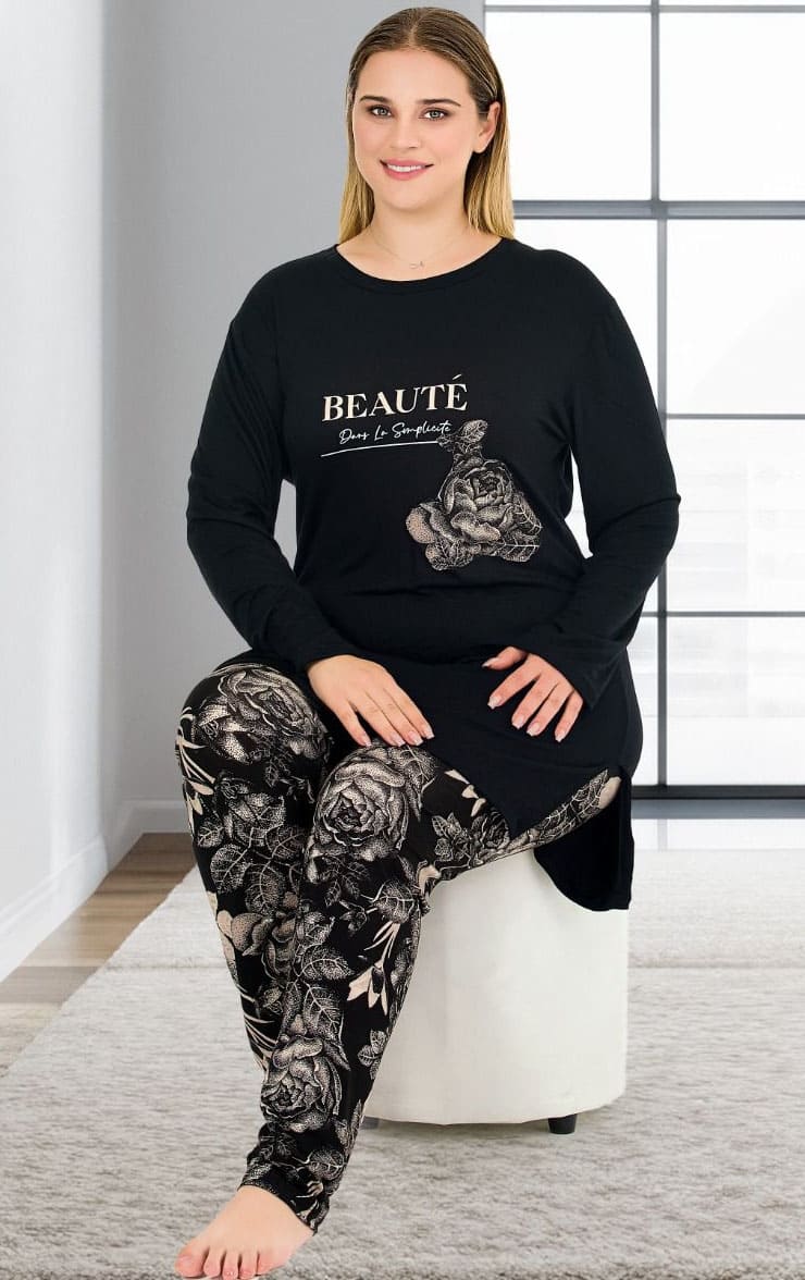 Büyük Beden Viskon Pijama Takımı Lady 11394