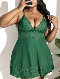 Pink Night Büyük Beden Yeşil Erotik Gecelik Beyaz Pink Night 6667