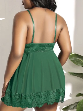 Pink Night Büyük Beden Yeşil Erotik Gecelik Beyaz Pink Night 6667 - Alternatif Görünüm