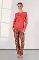 Cepli Uzun Kollu Desenli Kadın Pijama Takımı Doreanse 25K4048