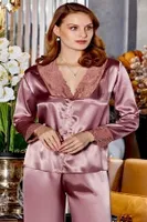 Çeyizlik Dantelli Saten 6lı Set Jeremi 315 Vizon farklı açı