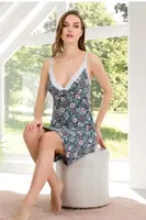 Çiçek Desenli Askılı Gecelik Lady 6173 Görsel detay görünüm