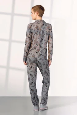 Doreanse Çiçek Desenli Gri Gömlek Yaka Kadın Pijama Takımı Doreanse 25K4030 - Alternatif Görünüm