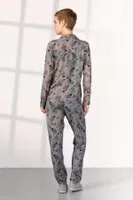 Çiçek Desenli Gri Gömlek Yaka Kadın Pijama Takımı Doreanse 25K4030 detay görünüm