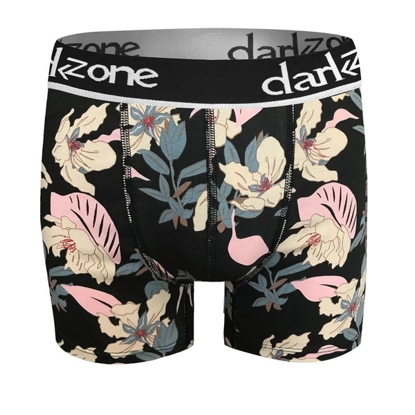 Çiçek Desenli Siyah Erkek Boxer Darkzone DZN2695
