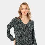 Cepli Çiçek Desenli Uzun Kollu Patlı Yeşil Kadın Pijama Takımı Türen 3382 Yeşil farklı açı
