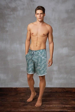 Doreanse Çiçek Desenli Yeşil Yanları Cepli Uzun Paça  Erkek Şort Doreanse 4582