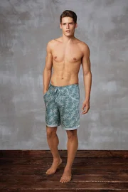 Doreanse Çiçek Desenli Yeşil Yanları Cepli Uzun Paça  Erkek Şort Doreanse 4582