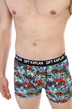 Çift Kaplan Çift Kaplan Erkek Boxer 796 Renkli Figür Dijital Baskı