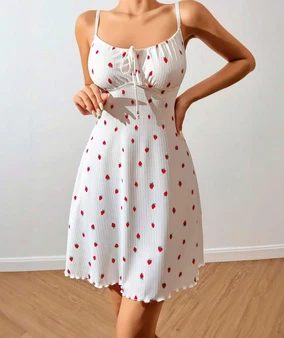 Lily Bianca Çilek Desenli Penye Elbise Gecelik Lily Bianca 13007