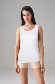 Doreanse Çıtçıt Yaka Geniş Askılı Kadın Atlet Doreanse 9112