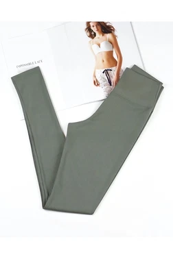Kota Dalgıç Kumaş Yeşil Yüksek Bel Fitilli Uzun Tayt Kota 4117  - Alternatif Görünüm