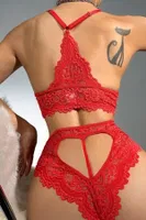Dantel Kırmızı Bralet Fantazi Bralet Sütyen Takımı For Dreams 8455 Kırmızı görsel 4