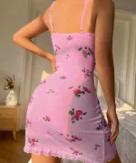 Dantelli Britli Pudra Seksi Hizmetli Kostümü lily Bianca 13005 Pembe detay görünüm