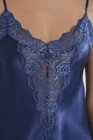 Dantelli Saten İnce Askılı V Yaka Şort Babydoll Takım Pierre Cardin 430  Lacivert görsel 15
