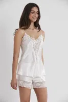 Dantelli Saten İnce Askılı V Yaka Şort Babydoll Takım Pierre Cardin 430  görsel 5