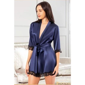 XSES Dantelli Saten Kısa Sabahlık XSES 2118