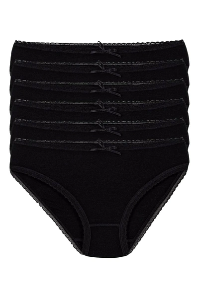 Dantelli Siyah 6'lı Paket Bambu Kadın Bikini Külot Yıldız 3881