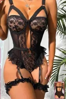 Dantelli Volanlı Fantazi Jartiyer Takımı For Dreams 8450 Siyah
