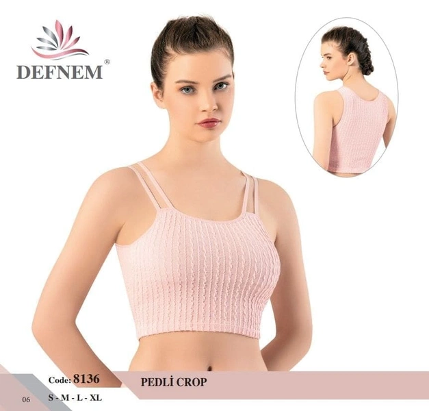 Çift Askılı Pedli Kadın Crop Defnem 8136