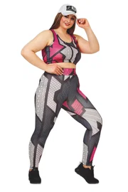 Lady Desenli Kadın Büyük Beden Tayt Büstiyer Fitness Takım Lady 1505