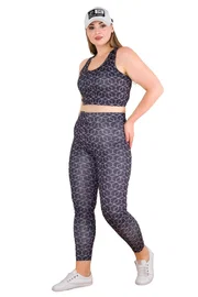 Lady Desenli Kadın Büyük Beden Tayt Büstiyer Spor Fitness Takım Lady 1509