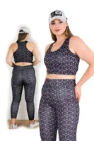 Desenli Kadın Büyük Beden Tayt Büstiyer Spor Fitness Takım Lady 1509 Görsel detay görünüm
