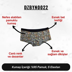Darkzone Çiçek Desenli Kadın Boxer Dijital Baskılı Darkzone DZBYN0022 - Alternatif Görünüm