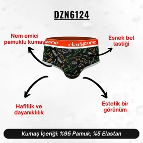 Darkzone Dinazor Desenli Siyah Hipster Erkek Slip  Darkzone DZN6124 - Alternatif Görünüm