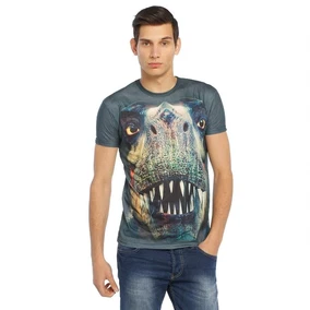 Darkzone Kısa Kollu Bisiklet Yaka Dinozor Desenli 3D Tişört Darkzone 8344